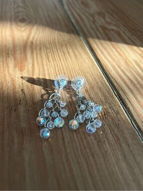 Swarovski Iridescent Crystal Bead Drop Stud Earrings